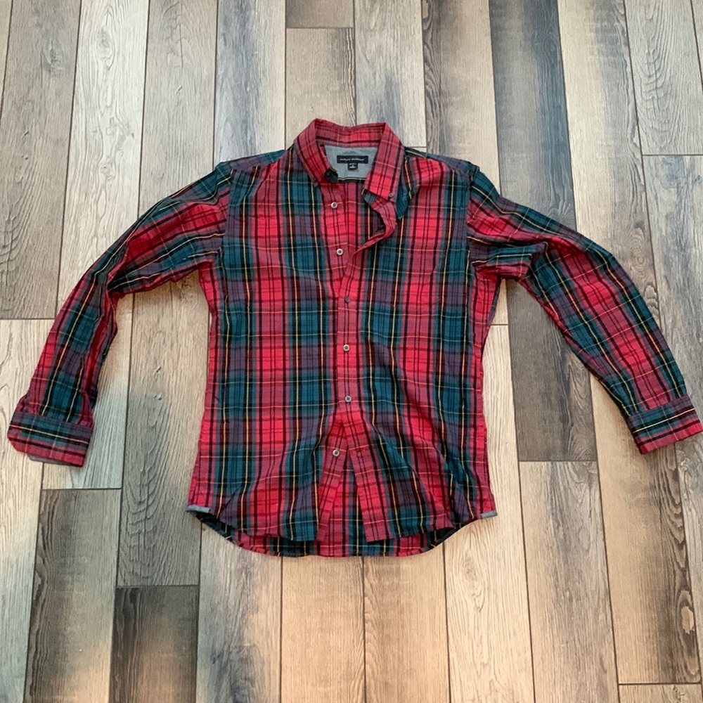 Banana Republic button down red/green/black/yellow plaid  sz S